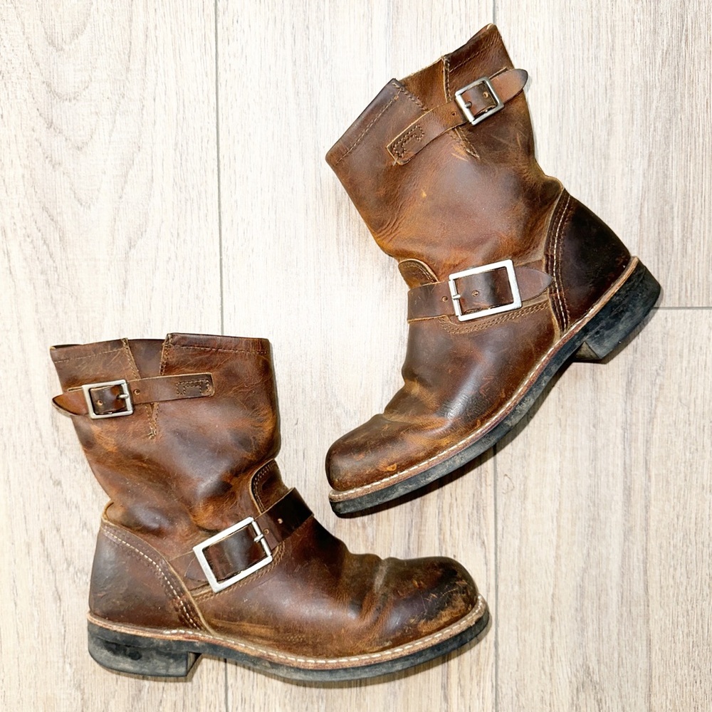 REDWING brown leather 3356 Short Engineer Copper Rough & Tough boots 7